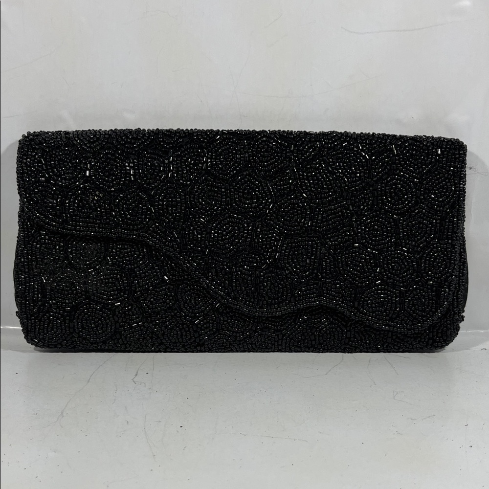 Elegant Black Beaded Clutch 1980’s